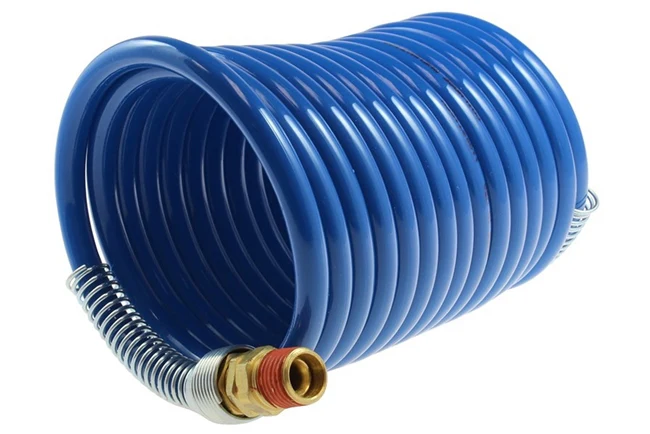 Coilhose Pneumatics S14-17A Stowaway Coil, 1/4" x 17' 1/4" MPT Rigid x Swivel Fittings| Blue