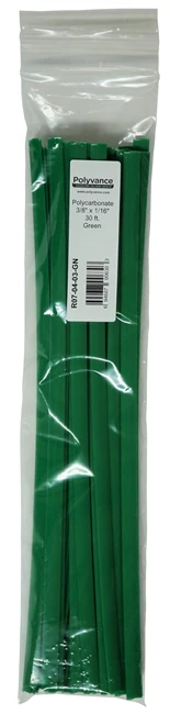 Polyvance R07-04-03-GN Green Polycarbonate Rod,3/8" x 1/16", 30 FT