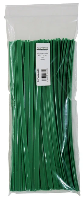 Polyvance R07-04-04-GN Green Polycarbonate Strip, 3/8†x 1/16â€, 1 lb.